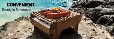 Casus Grill, 100% biodegradable disposable barbecue ideal for caravans, motorhomes, campers and 4x4 overland.