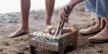 Casus Grill, 100% biodegradable disposable barbecue ideal for caravans, motorhomes, campers and 4x4 overland.