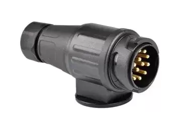 13-pole PVC male plug for caravans and trailers.