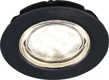 Black LED recessed spotlight for caravans, motorhomes and campers.