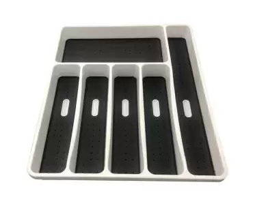Anti-slip 6-compartment cutlery tray for caravans, motorhomes and campers.