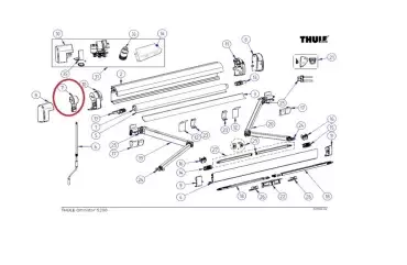 Replacement left side windlass for Thule Omnistor 5200 caravan and motorhome awnings.