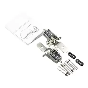 Replacement kit of two complete hinges for Dometic kitchens in caravans, motorhomes and campers.