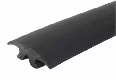 Black cover profile for aluminum bar support with spacers for motorhome trailer hooks. Ref. 581650