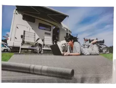 Ground awning 2.5 x 4.5 meters grey/white for motorhome, caravan and camper