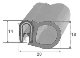 Multipurpose rubber 18x28 mm for door seal profile for motorhome, caravan and camper.