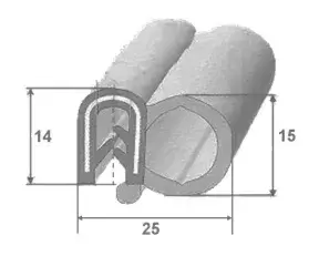 Universal multipurpose rubber 15x25 mm for door seal profile for motorhome, caravan and camper.
