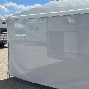 Micro-perforated windbreak front awning 350x180 cm with 3.5 meter guide for caravan, motorhome and camper