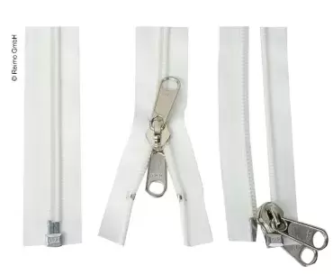 Replacement white zipper with reversible double puller 163 cm