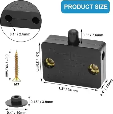 12V sensor switch with push button for doors and cabinets of caravans, motorhomes and campers.