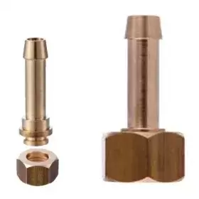 Brass connector with 1/2"-8 M/M nut for barbecues, kitchens and Imass water heater.