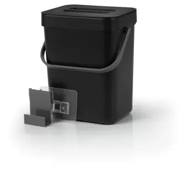 Trash can, 5 liter trash can with black handle and lid, camping caravanning.