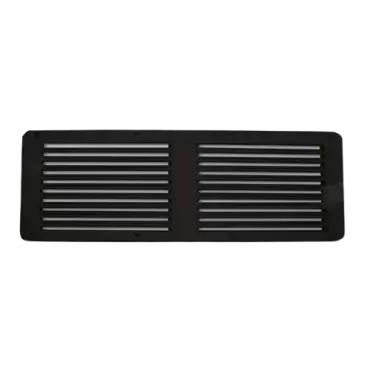 Multipurpose black ABS plastic grille for exteriors measuring 385x220 mm for caravans, motorhomes and campers.
