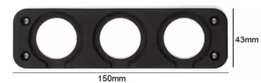 Triple frame for USB sockets, voltmeters, etc. for caravans, motorhomes and campers.