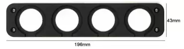 Quadruple frame for USB sockets, voltmeters, etc. of caravans, motorhomes and campers.
