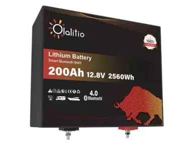 Underseat Lithium Battery 200Ah 12.8V LiFePO4 Smart BMS with Bluetooth for Motorhome and Camper. Dimensions (L x W x H) mm: 357 * 338 * 152mm