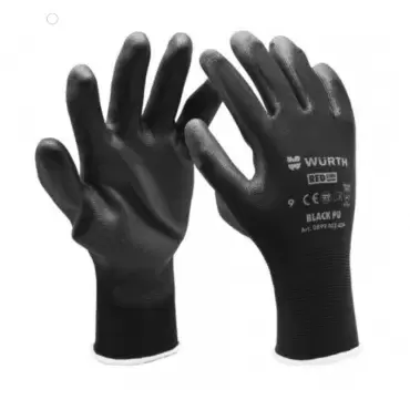 WURTH T9 black microporous PU gloves, pack of 12 pairs.