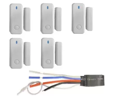 Kit of 5 wireless magnetic sensors + radio frequency receiver for Starline alarms for caravans, motorhomes and campers.