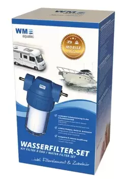 WM Aquatec anti-sediment water inlet pre-filter for caravans, motorhomes and campers.