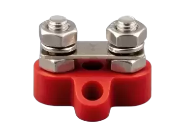 RED Busbar 150AH POSITIVE 2-connection bar for installations in motorhomes and campers.