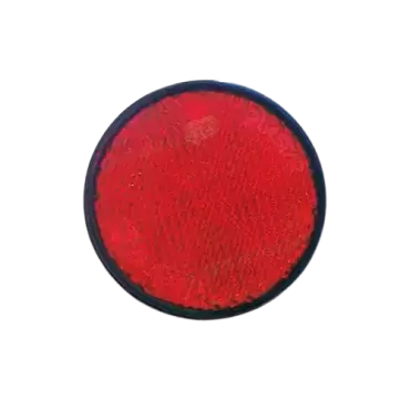 60 mm round adhesive catadioptric with red black outline for signage.