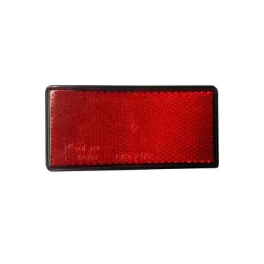 Rectangular adhesive catadioptric with black outline of 105x48 mm, red color for signage.