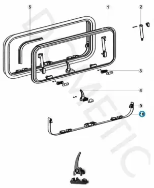 Original replacement sliding window tape Dometic S7 900X450 for motorhome, caravan and camper.