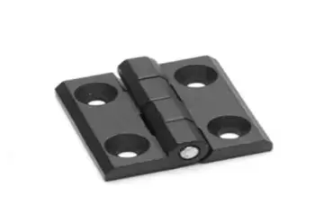 Black lacquered metal surface hinge for caravans, motorhomes and campers.