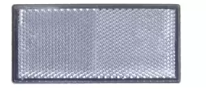 Rectangular adhesive catadioptric with black outline, 105x48 mm, white color for signage.