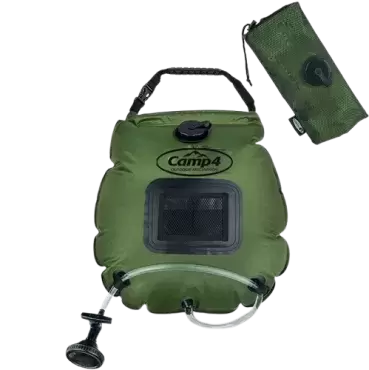 20 litre portable solar shower for campers and 4x4 overland.