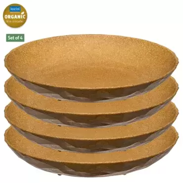 Set of 4 Club deep plates 22 cm sand colour, camping caravanning.