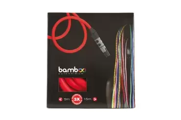 Red extendable magic bamboo hose from 5 to 15 meters with accessories, caravans, motorhomes, campers and 4x4 overland.