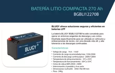 Blugy 270AH compact lithium battery with 3456Wh for caravans, motorhomes and campers.