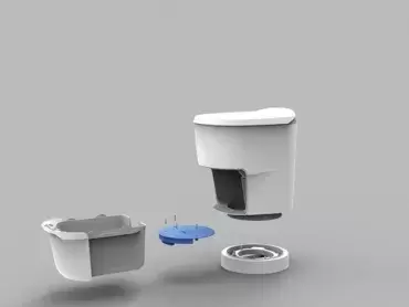 WC Clesana C1, waterless toilet with round base for first installation.