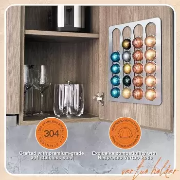 Stainless steel holder for Nespresso coffee machine capsules, caravans, motorhomes and campers.