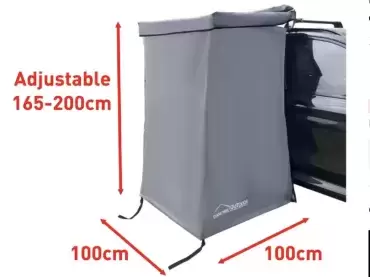 Portable folding shower cabin with LED light for campers and 4x4 overland vehicles.