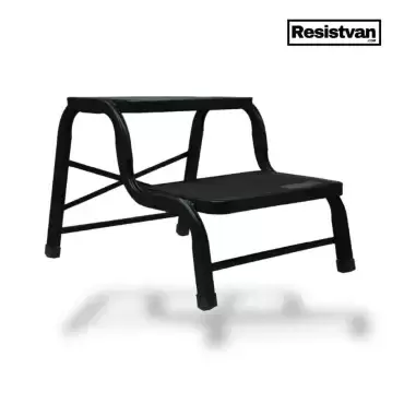 Resistvan double metal step in black for caravans, motorhomes and campers.