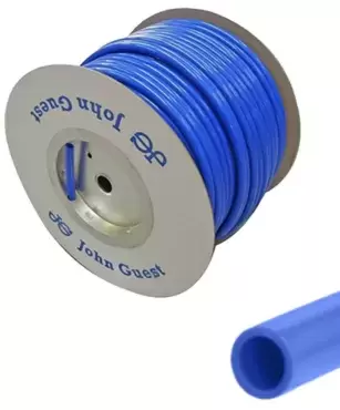 John Guest blue 12mm pipe, 100m roll for water installations in caravans, motorhomes and campers.