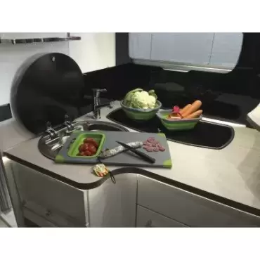 Chopping board with drainer camping caravaning