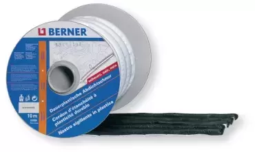 BERNER Round BLACK butyl cord 10mm in a roll of 24 meters, for all types of installations.