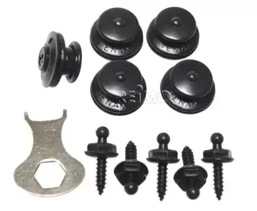 Black multipurpose fixing button, blinds and insulators for camping caravaning.