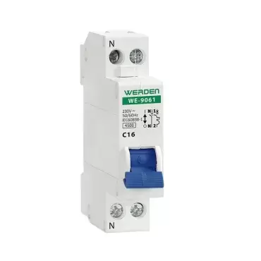 Werden Magnetothermic Switch 1P+N 16 AH, for installations in caravans, motorhomes and campers.