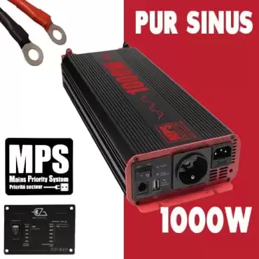 EZA POWER 1000W pure wave current converter with remote control for motorhomes, campers and 4x4 overland.