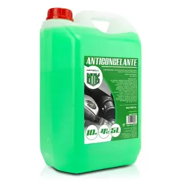 Green coolant antifreeze 10% -4ºC in 5 liter bottles.