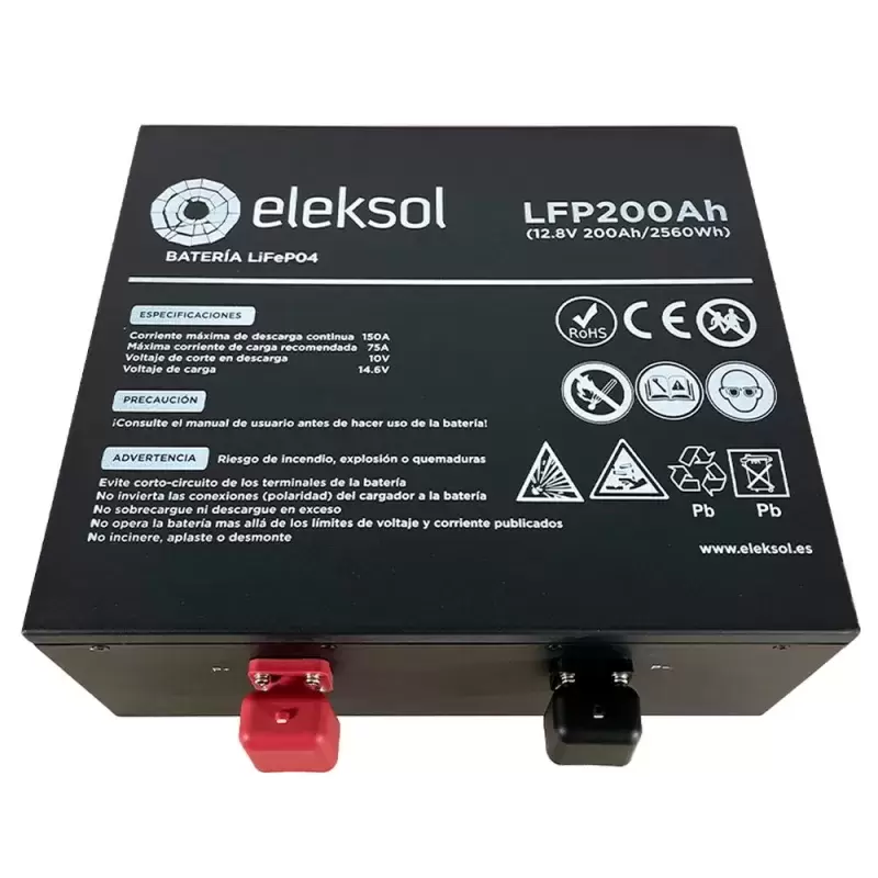 Batería de Litio LiFePO4 Bajo Asiento Eleksol 12.8V 200Ah con Bluetooth y BMS integrado para autocaravanas y camper.