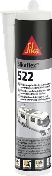 Sikaflex 522 BLANCO, sellador de polímero, cartucho gris de 300ml, especial caravanas y autocaravanas.