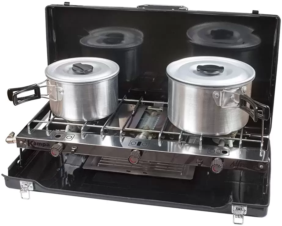 Cocina a gas KAMPA DOMETIC Mod. Alfresco 2 hornillas MAS tostador de pan Mas parrilla camping caravaning.