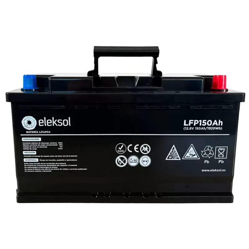 Batería Litio Eleksol 150Ah/12.8V  con Bluetooth y BMS integrado para autocaravanas y camper.