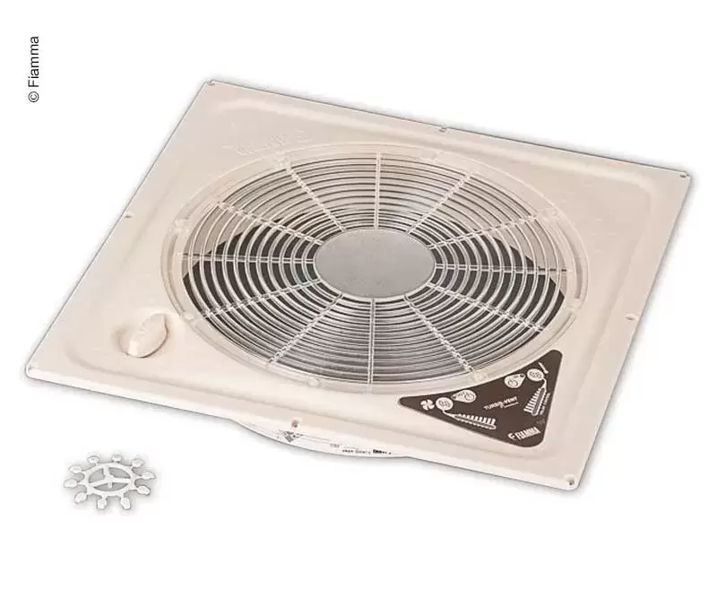Claraboya Fiamma Turbo Vent Premiun tapa blanca para caravanas, autocaravanas y camper.