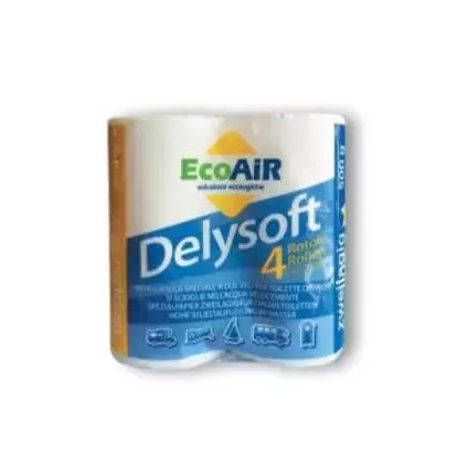 EcoAir papel higiénico 4 rollos doble capa especial, muy suave, para baños portátiles y fijos.